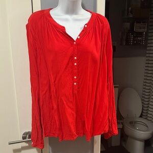 J. Crew Red Half Button-Up Blouse Sz 3x